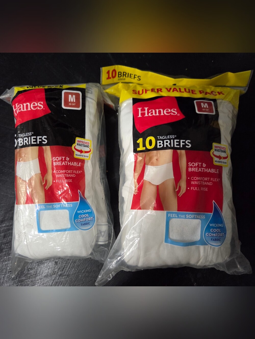 Hanes Men's Value Pack White Cotton Briefs- 10 Pack & 6 Pack- New